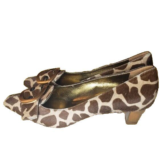 Prada Vintage Calf Hair Giraffe Print Buckle Kitten Heels~$585 - Picture 3 of 13